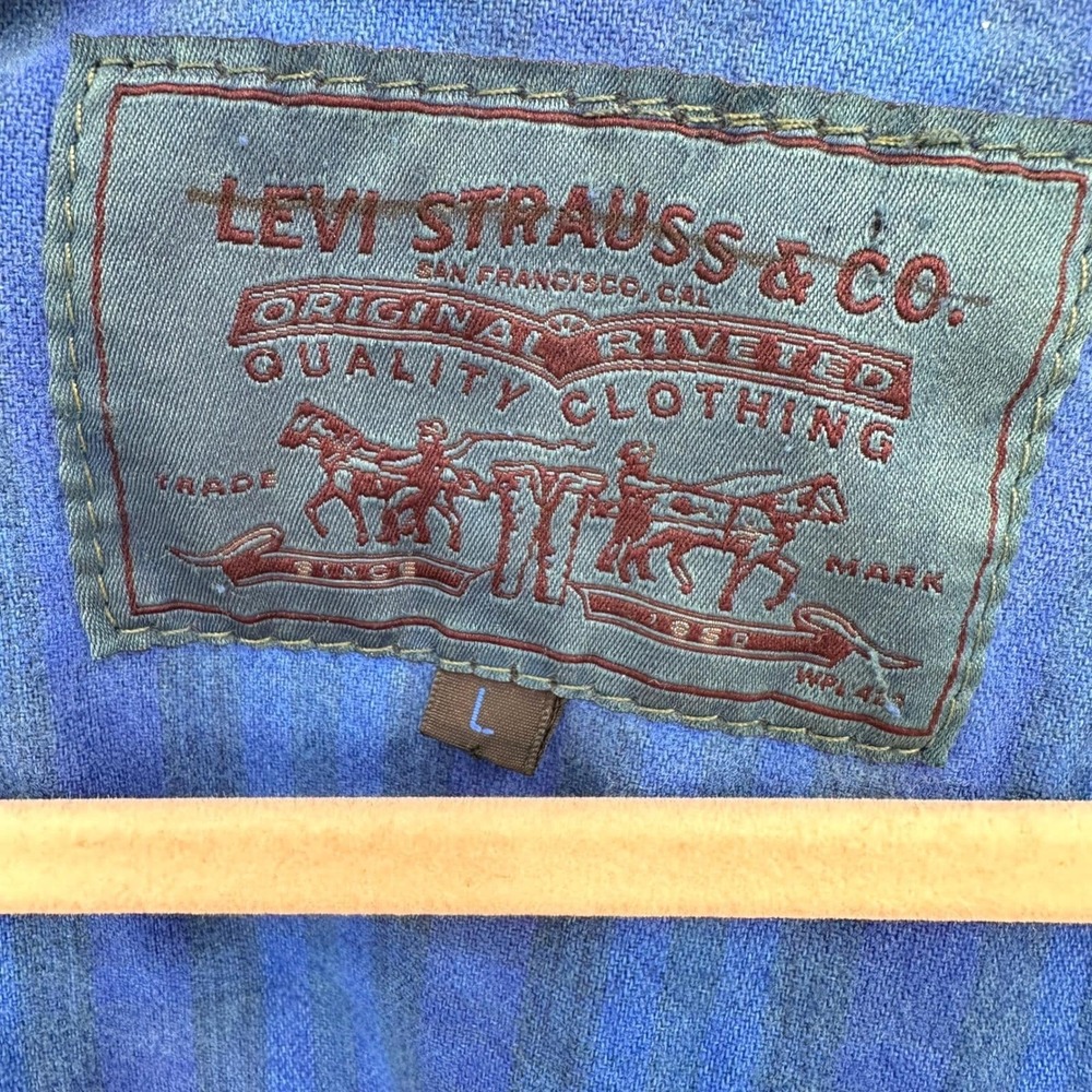Vintage Levi's Blanket‎ Lined Denim Jacket Cobalt Blue Overdye 90s L Steetwear - Picture 7 of 8
